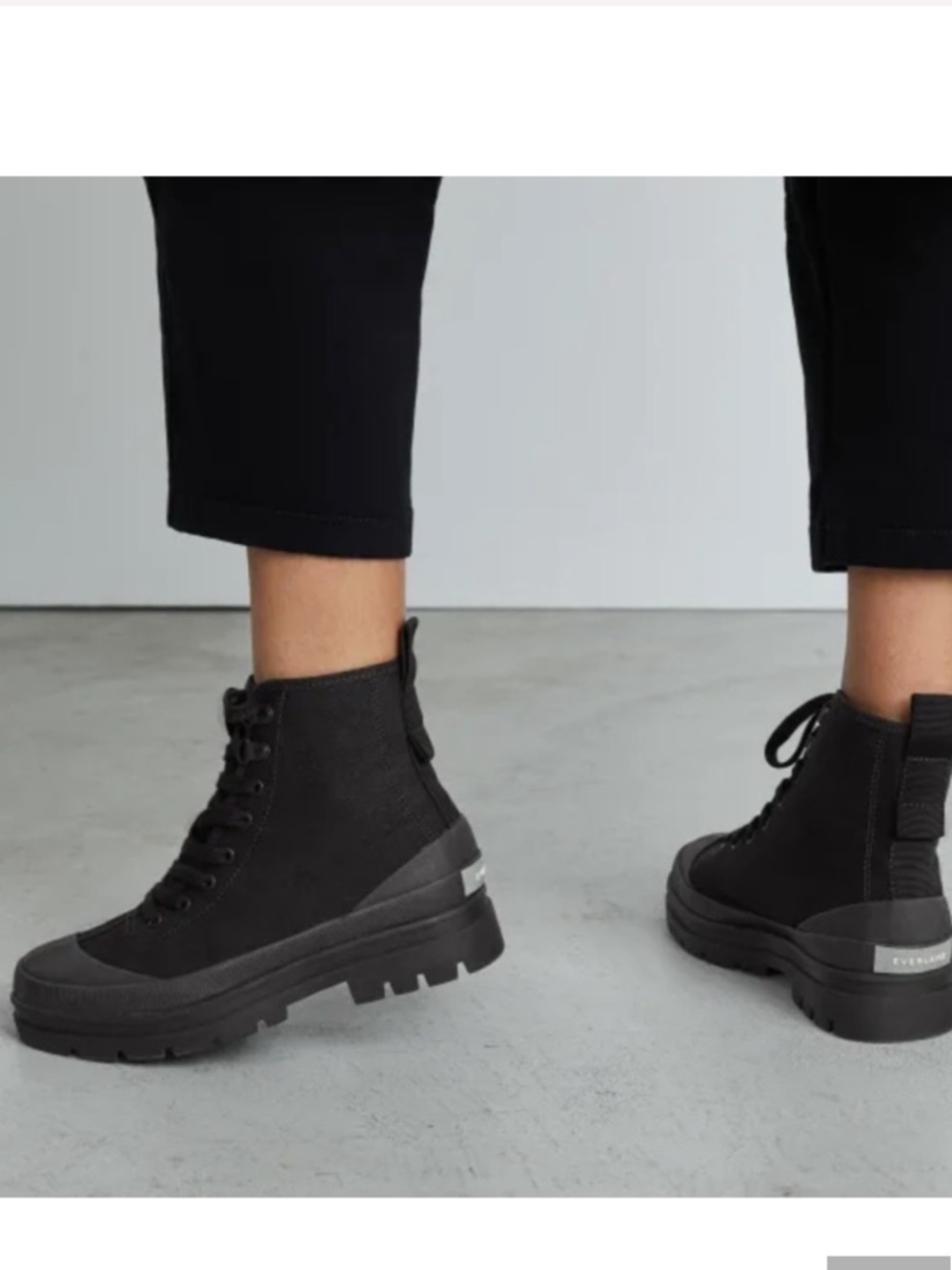 Everlane Canvas Utility Boot Black. Size 7.5.